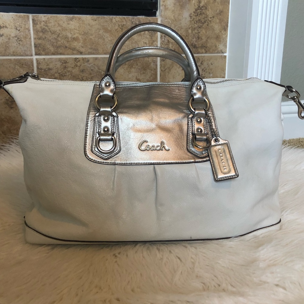 Gorgeous White and Silver Coach Bag